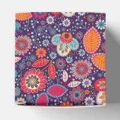 ろうけつ染めカラフルイラストレーション自然フローラルパターン フェイバーボックス (上部)