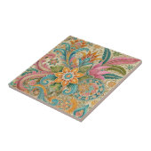 ろうけつ染めカラフルボホボタニカルウォーター色 タイル (側面)