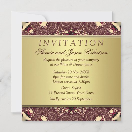 ろうけつ染めゴールデンアースディナーパーティの招待状 招待状 (裏面)