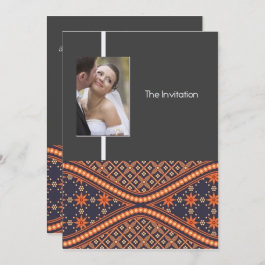 ろうけつ染めスタイル結婚式招待状カード 招待状 (正面/裏面)