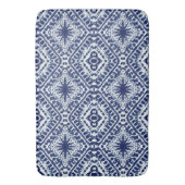 ろうけつ染めスターnダイヤモンドシボリインディゴブルーパターン バスマット (正面縦)