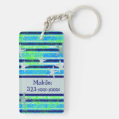 ろうけつ染めストライプビーチハウスアクリルキーチェーン キーホルダー (裏面)