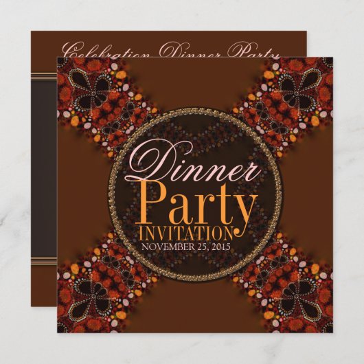 ろうけつ染めトライバルクロスディナーパーティの招待状 招待状 (正面/裏面)