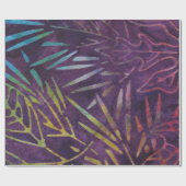 ろうけつ染めトロピカルリーフレスミントパープルピンクキャンディ ラッピングペーパー (フラット)