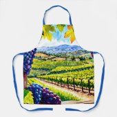 ろうけつ染めナパバレーヴィンヤードサッシワイン恋人 エプロン (正面)