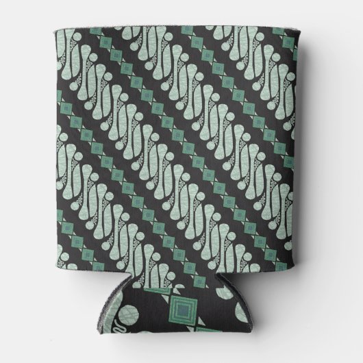 ろうけつ染めパランジョグジャカルタモダン：フローラパターン 缶クーラー (正面)