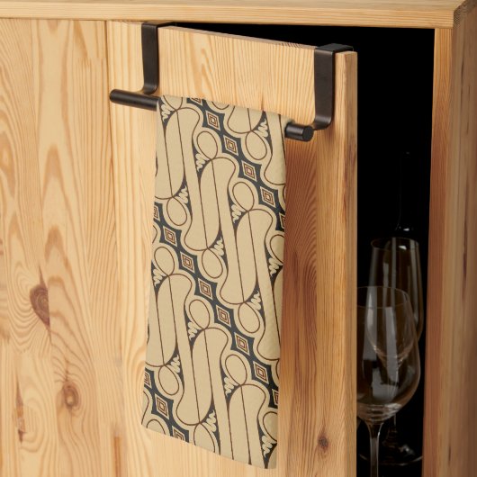 ろうけつ染めパラン、インドネシアパターン、ジャワ語、民族 キッチンタオル (三つ折り)