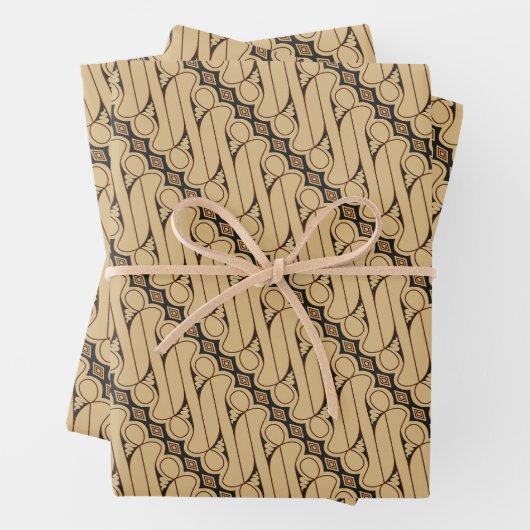 ろうけつ染めパラン、インドネシアパターン、ジャワ語、民族 ラッピングペーパーシート (インサイチュ)