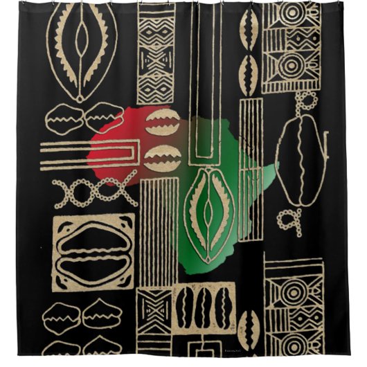 ろうけつ染めビーズモチーフ シャワーカーテン (正面)