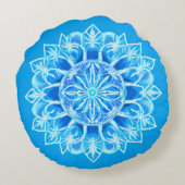 ろうけつ染めマンダラフラワーインターコイズ ラウンドクッション (裏面)