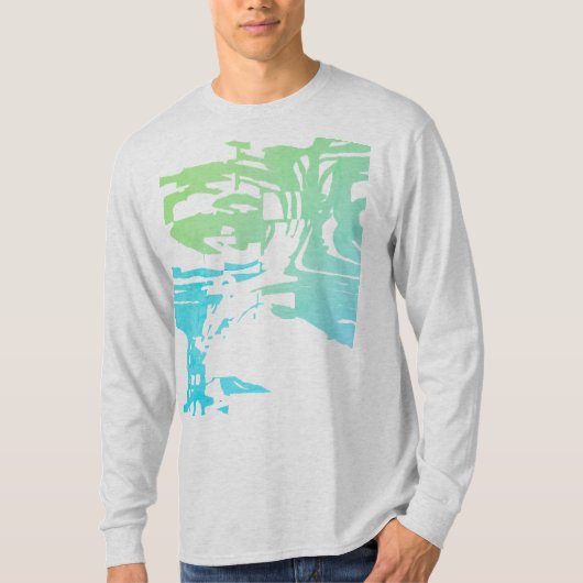 ろうけつ染めライトロピカルビーチイライトグリーンアクアデザイン Tシャツ (正面)