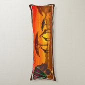 ろうけつ染め抱き枕アフリカサバンナ風景夕日 ボディピロー (正面縦)