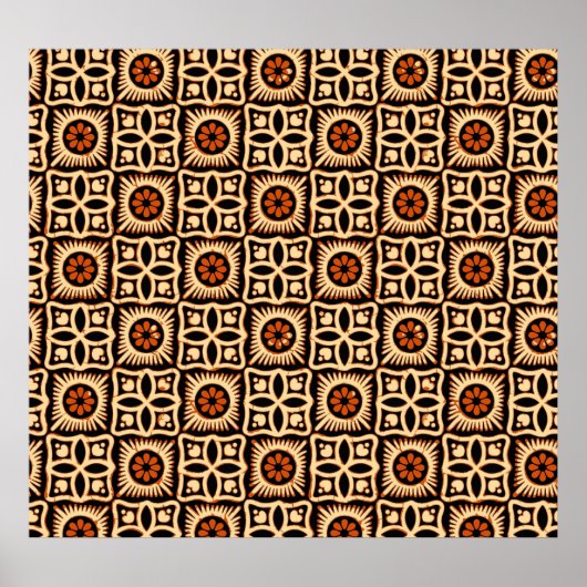 ろうけつ染め抽象芸術、シームレスな繊維パターン。 ポスター (正面)