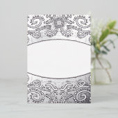 ろうけつ染め王室のフローラ結婚式招待状ダスティグレイ 箔招待状 (立ち正面)