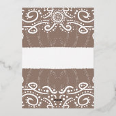 ろうけつ染め王室のフローラ結婚式招待状ダスティグレイ 箔招待状 (裏面)