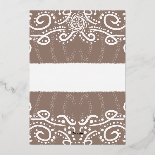 ろうけつ染め王室のフローラ結婚式招待状ダスティグレイ 箔招待状 (裏面)