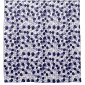 ろうけつ染め紫葉のイラストレーションとつる植物パターン シャワーカーテン (正面)