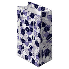 ろうけつ染め紫葉のイラストレーションとつる植物パターン スモールペーパーバッグ