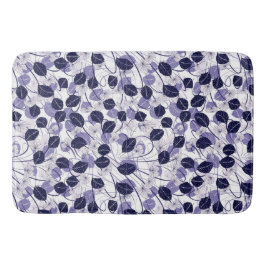 ろうけつ染め紫葉のイラストレーションとつる植物パターン バスマット