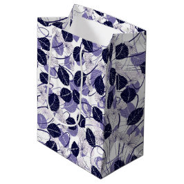 ろうけつ染め紫葉のイラストレーションとつる植物パターン ミディアムペーパーバッグ