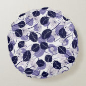 ろうけつ染め紫葉のイラストレーションとつる植物パターン ラウンドクッション (裏面)