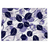 ろうけつ染め紫葉のイラストレーションとつる植物パターン ラージペーパーバッグ (正面)