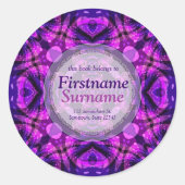 ろうけつ染め絞り染めサイキデリック蔵書票シール ラウンドシール (正面)