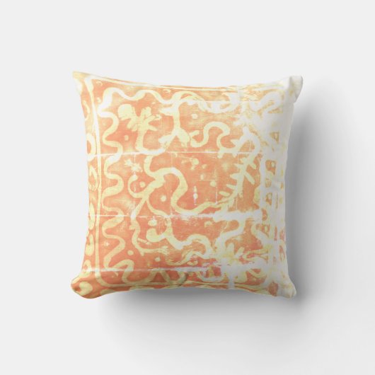 ろうけつ染め絵画のBohoファイバーアートピロー クッション (正面)