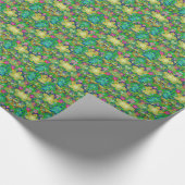 ろうけつ染め緑の夢みるようなデザイナーアートペーパー ラッピングペーパー (角)