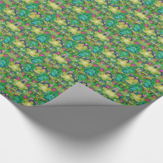 ろうけつ染め緑の夢みるようなデザイナーアートペーパー ラッピングペーパー (角)