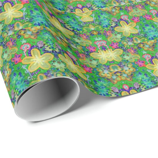 ろうけつ染め緑の夢みるようなデザイナーアートペーパー ラッピングペーパー (ロールコーナー)
