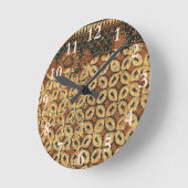 ろうけつ染め自然コーヒー豆エレガント耐久素朴性 ラウンド壁時計 (傾斜)