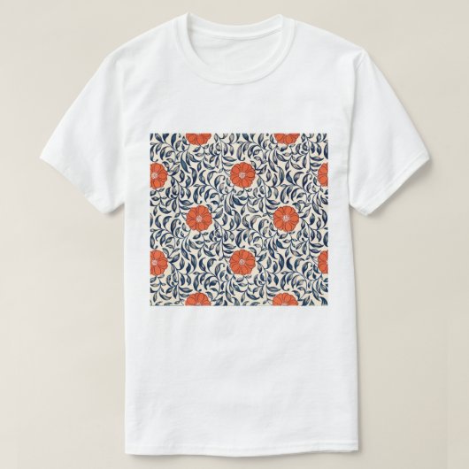 ろうけつ染め花柄シフォントップ Tシャツ (デザイン正面)