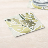 ろうけつ染め葉 スクエアペーパーコースター (アングル)