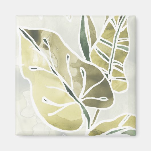 ろうけつ染め葉 マグネット (正面)