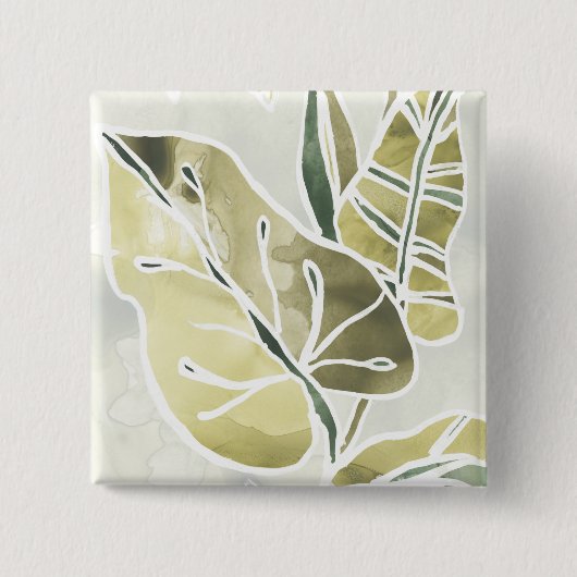 ろうけつ染め葉 缶バッジ (正面)