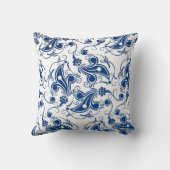 ろうけつ染め青白図解入りの、写真付きの花柄 クッション (裏面)