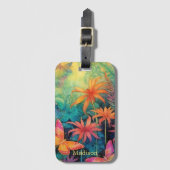 ろうけつ染め鮮やか水彩蝶フローラ ラゲッジタグ (正面縦)