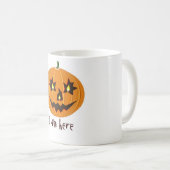 ろうそくが入ったハロウィンのカボチャ コーヒーマグカップ (正面右)