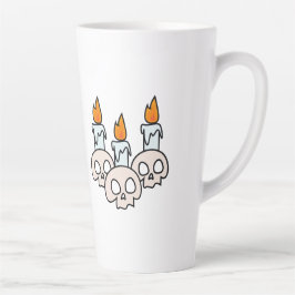 ろうそくが燃えている3つのドクロ カフェラテマグ