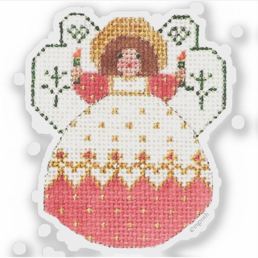 ろうそくつき天使 シール (正面)