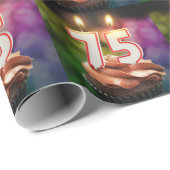 ろうそくつき75歳の誕生日 ラッピングペーパー (ロールコーナー)