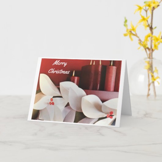 ろうそくに火をつけ、贈答用のクリスマスを包む カード (黄色い花)