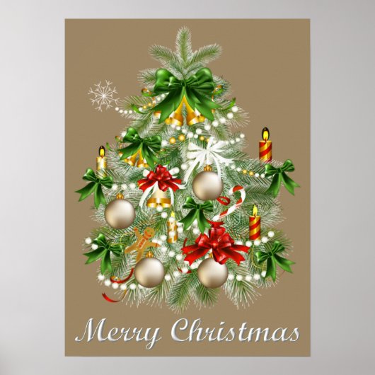 ろうそくのポスター付きクリスマスツリー ポスター (正面)