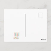 ろうそくの付いたケーキでのお誕生日おめでとう ポストカード (裏面)