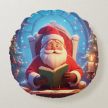 ろうそくの明かりで本を読むサンタクロース