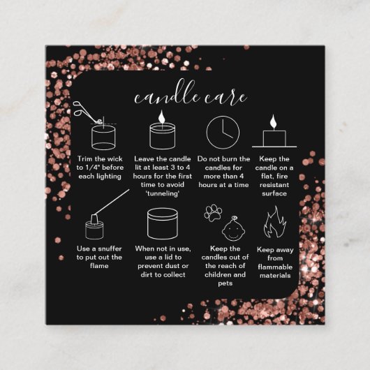 ろうそくの気にサンキューカードあなたのロゴを追加バラ金ゴールド スクエア名刺 (正面)