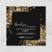 ろうそくの気にサンキューカードあなたのロゴ金ゴールドを追加 スクエア名刺 (裏面)