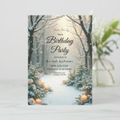 ろうそくの灯りが揺らめく雪の常緑樹 招待状 (スタンド正面)