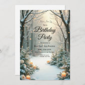 ろうそくの灯りが揺らめく雪の常緑樹 招待状 (正面/裏面)